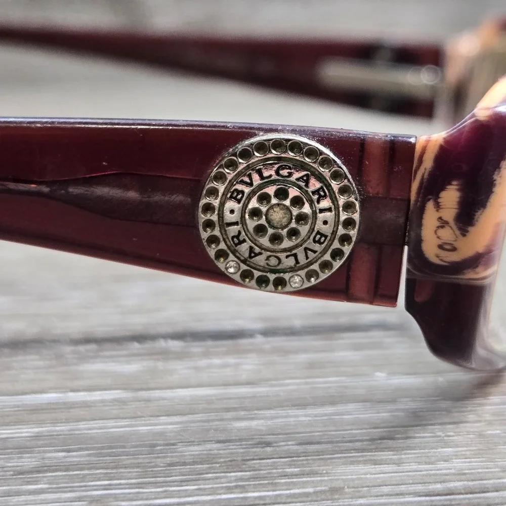 Bvlgari 458-B 778 Burgundy Swirl Crystal Medallion Eyeglass Italy Frame only